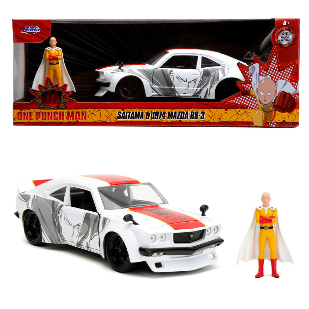 Jada One Punch Man 1971 Mazda RX-3 with Saitama Figure 1:24 Diecast Car