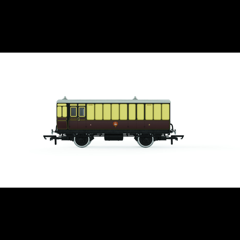 Hornby R40310 GWR, 4 Wheel Coach, Passenger Brake, 505 - Era 2/3