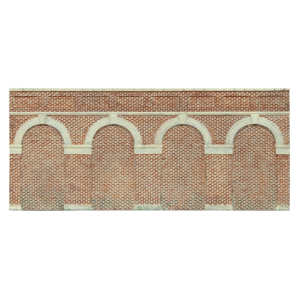 Hornby R7384 Mid Level Arched Retaining Walls x2 (Red Brick) 1:76/OO Gauge