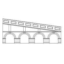 Hornby R7386 Mid Stepped Arched Retaining Walls x2 (Red Brick) 1:76/OO Gauge