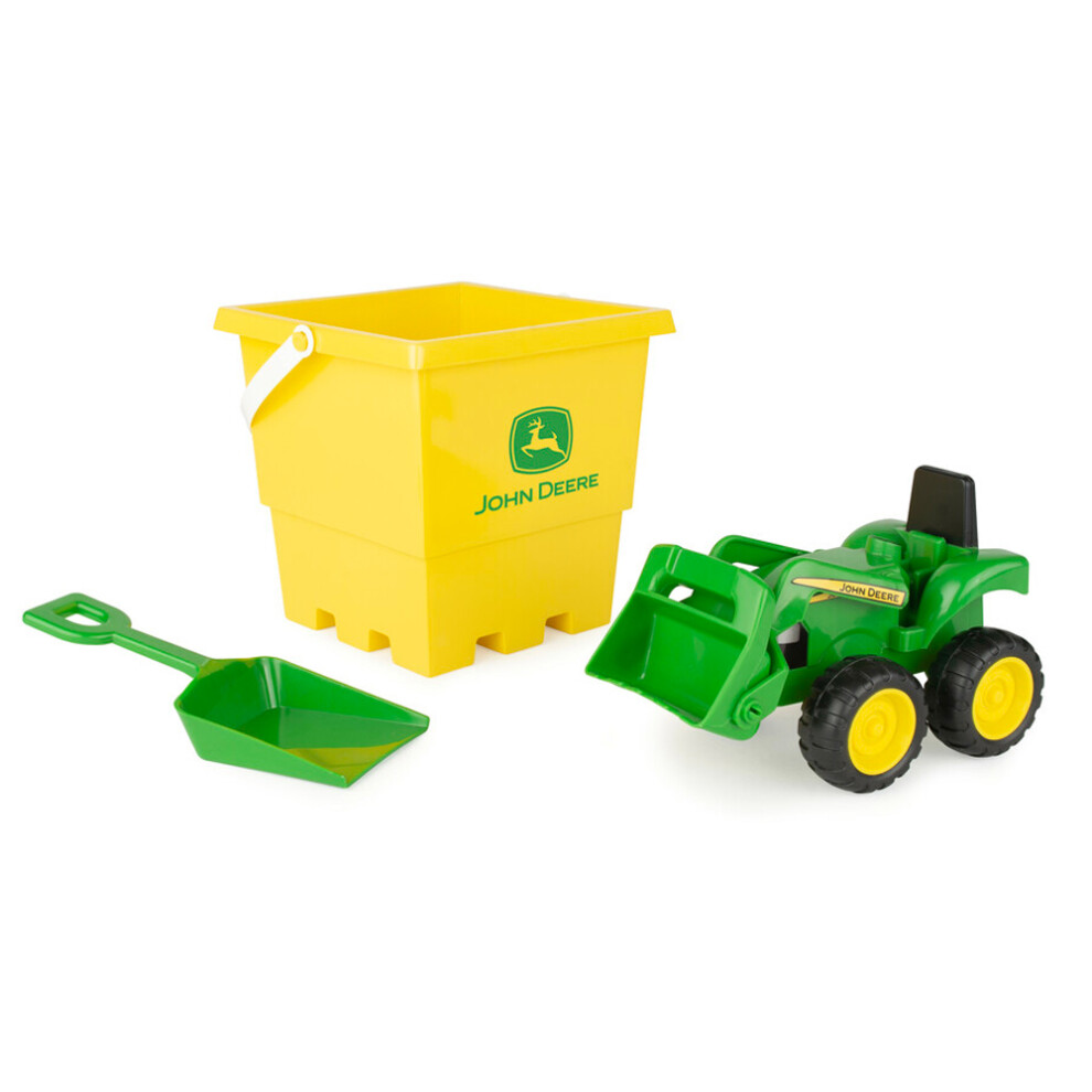 John Deere Sandbox 3pc-Set 6" Tractor w/Bucket & Spade TOMY 47339