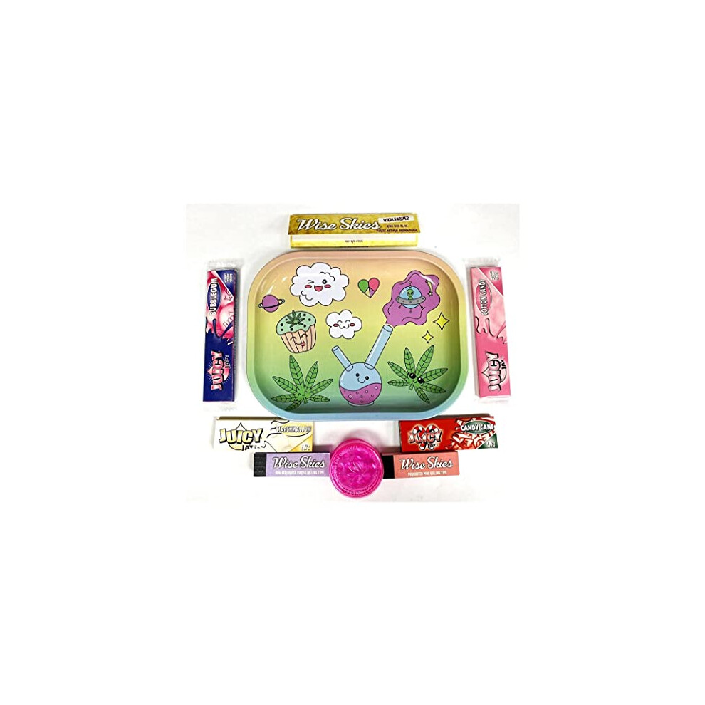 Wise Skies Pink Cute Rolling Tray Set Rolling Paper Holder Rolling Papers