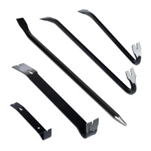 5-Piece Crowbar Set, Crowbar, Pry Bar, Wrecking Bar, Tire Iron; Stainless Steel, Black