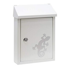 Smart Graphic E5721-SAL Letter Box Made of galvanised Steel, with Screen Printed Motif, Size Post, Wall letterbox for Outdoors, White with Salamander,
