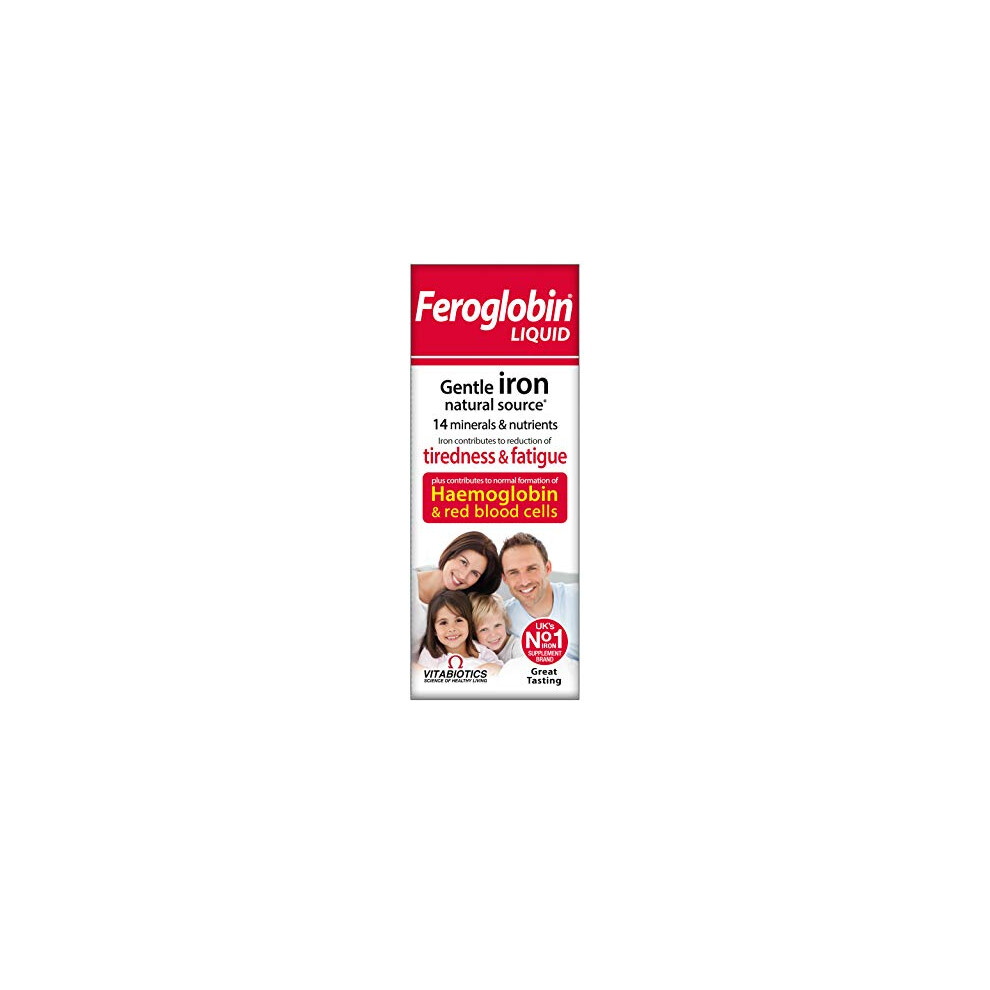 Vitabiotics Feroglobin Gentle Iron and Nutrient Liquid, Reduce Tiredness & Fatigue Maintain Health, 200 ml