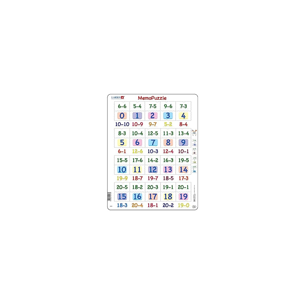 Photos - Educational Toy Larsen GP8 MemoPuzzle: Subtraction with Numbers from 0-20, 40 Piece Boxless Tray & Frame Jigsaw Puzzle 