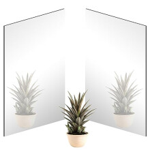 Large Self Adhesive Acrylic Mirror 2 Pcs, Removable Mirror Stick Frameless Non Glass Mirror Tiles Wall Mirror for Bathroom Decor Home 400 x 300 x 3mm