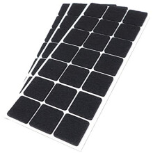 Adsamm / 63 x self-adhesive felt pads/Black / 1.18x1.18'' (30x30 mm) / square / 0.138'' / 3.5 mm thick stick-on furniture felt glides/Furniture &