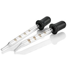 Eye Dropper - (Pack of 2) Bent & Straight Tip Calibrated Glass Medicine Droppers for Medications or Essential Oils Pipette Dropper for Accurate Easy