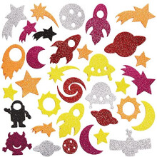 FX137 Solar System Glitter Foam Stickers - Pack of 150, Stickers for Arts and Crafts, 3D Foam Stickers, Puffy Stickers for Cards, Paper, Scrapbook and