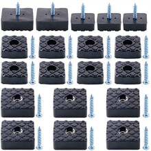 80Pcs Black 22mm & 30mm Square Shape Furniture Pads with Screws, Heavy Duty Rubber Non Slip Non Skid Furniture Feet for Table Desk Chair and Sofa Leg