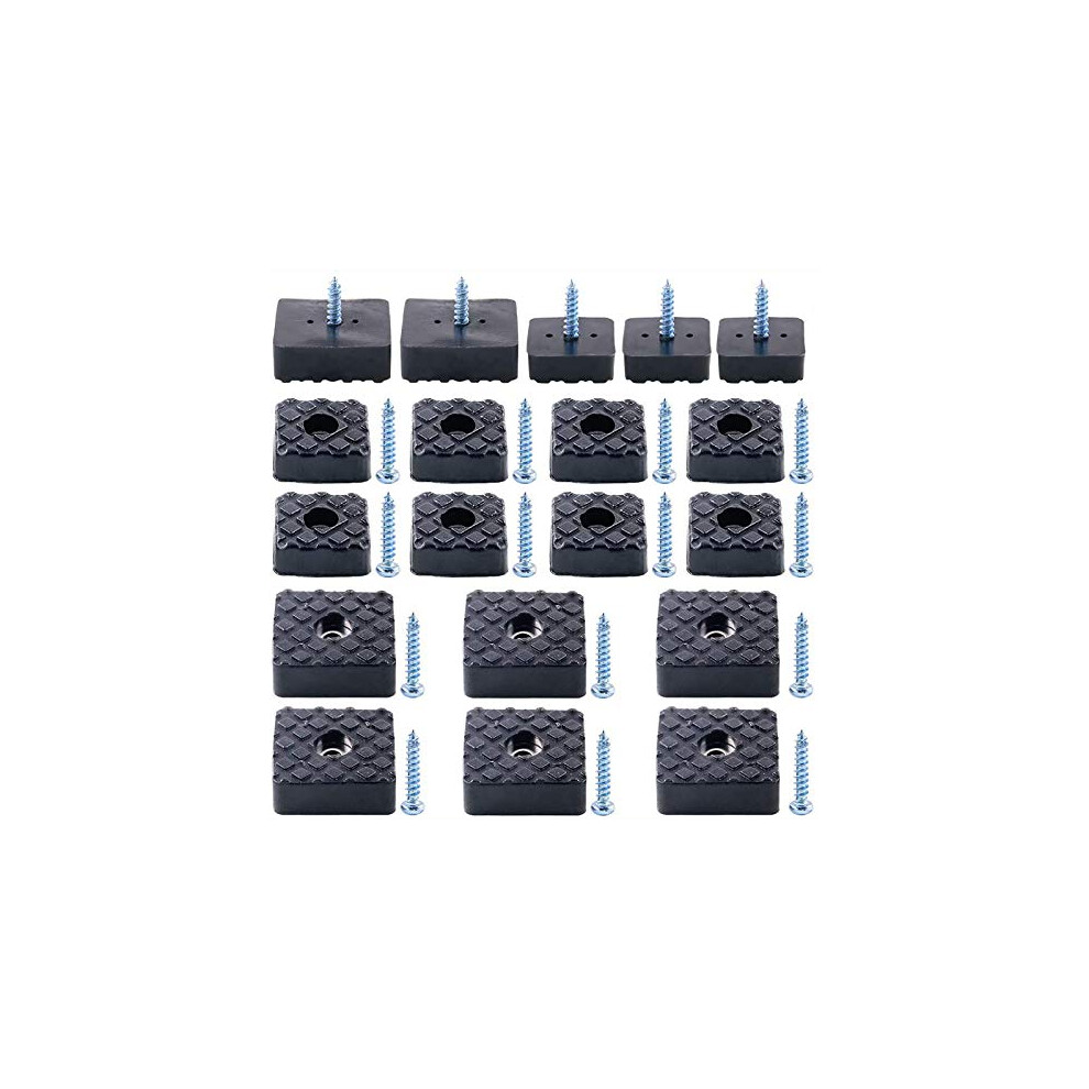 80Pcs Black 22Mm & 30Mm Square Shape Furniture Pads With Screws, Heavy Duty Rubber Non Slip Non Skid Furniture Feet For Table Desk Chair And Sofa Leg 787894576971
