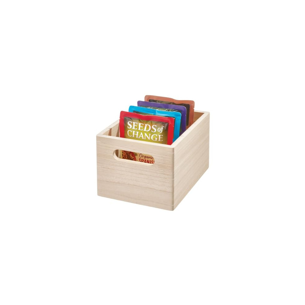 The Home Edit by iDesign Medium Paulownia Wood Multi-Purpose Storage Bin with Handles, Natural