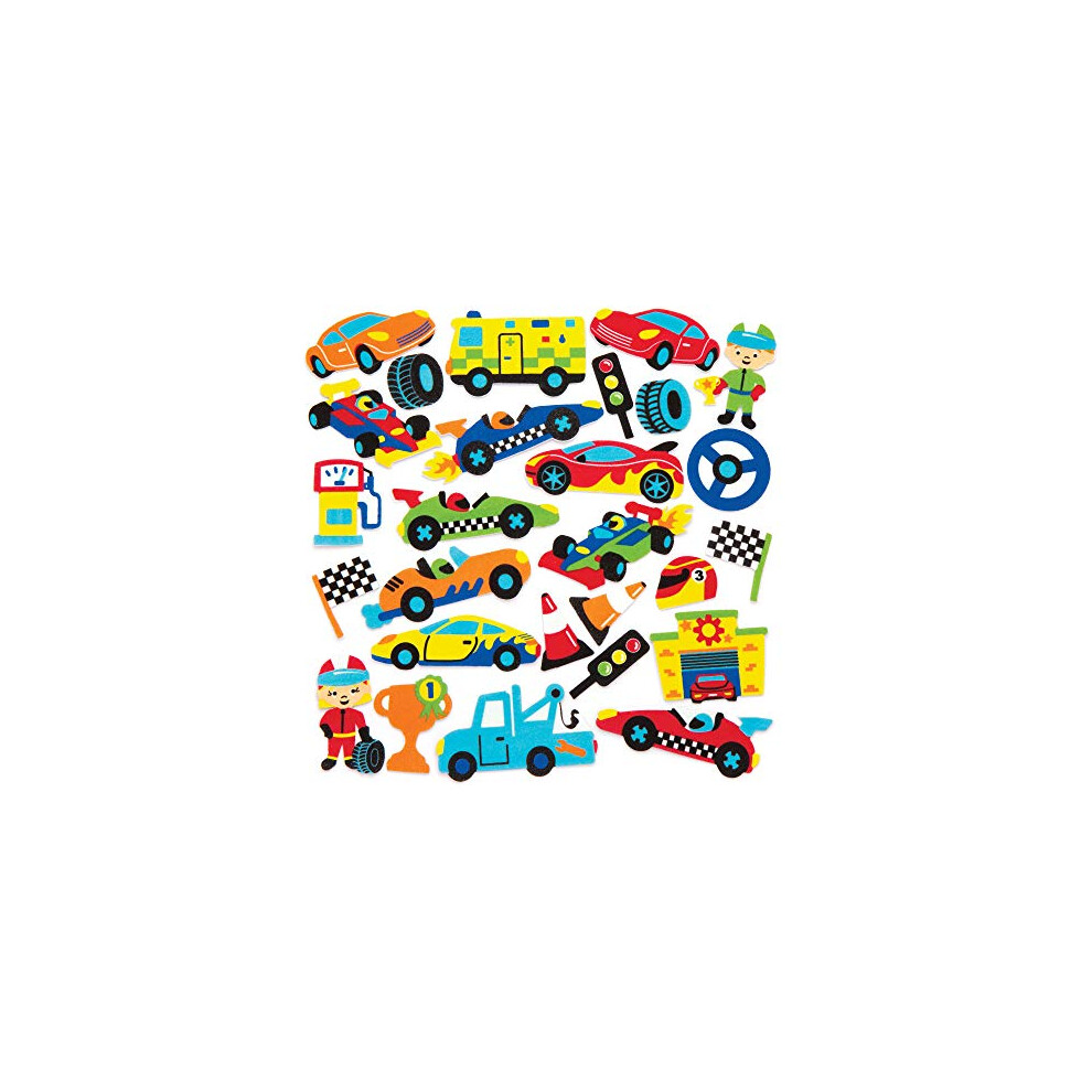 Baker Ross Aw571 Racing Cars Foam Stickers (Pack Of 120),Assorted, Na