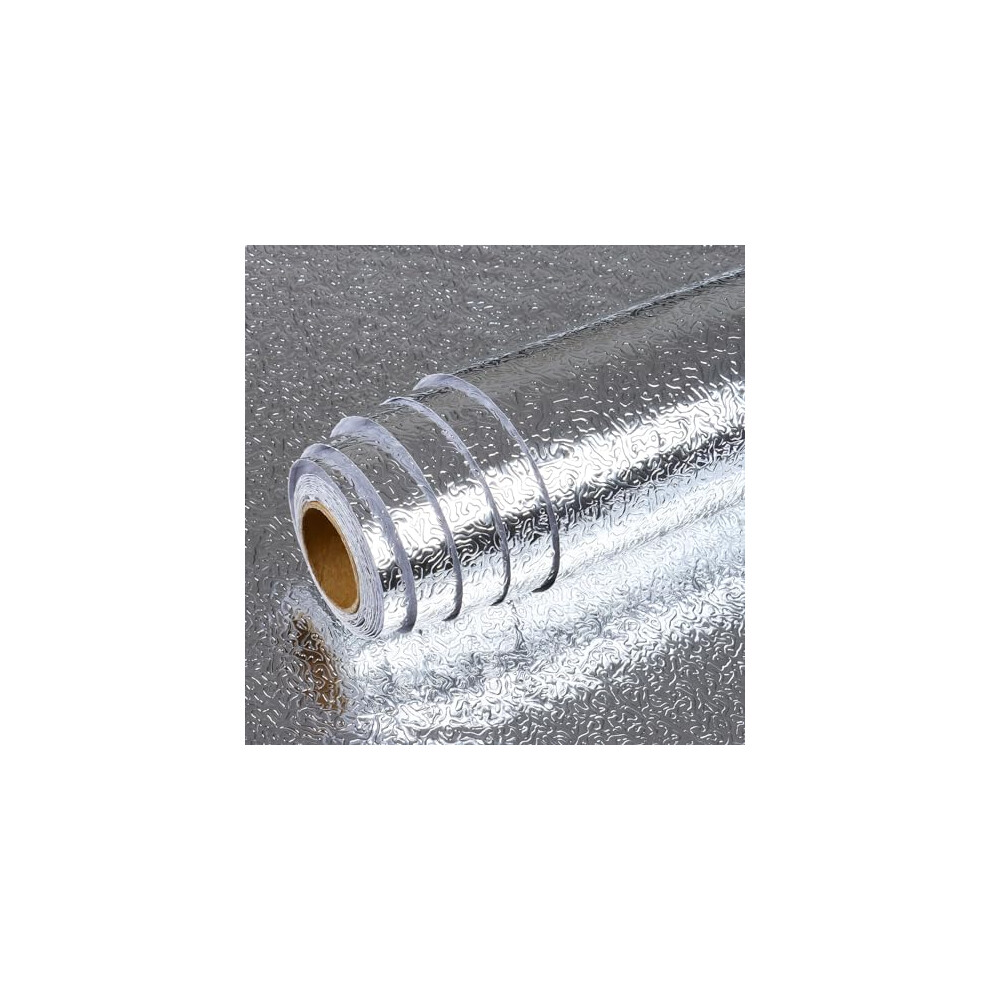 Sticky Back Plastic Roll Aluminum Foil Effect Wallpaper Kitchen Worktop Covering 40Cm X 300Cm Peel And Stick Vinyl Film Washable Silver Contact Paper 016071487282