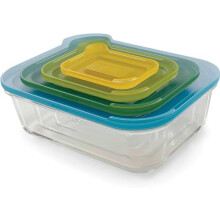 Nest Glass Storage - Set di 4 Scatole in Vetro Impilabili Multicolore, Trasparenti