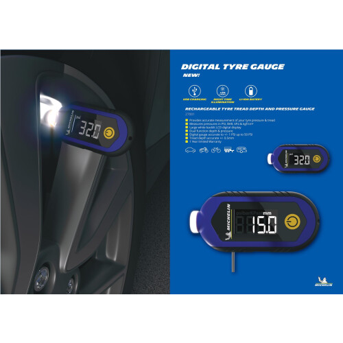 MICHELIN DIGITAL DÆKTRYKSMÅLER MED LCD-DISPLAY 2-I-1 2