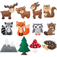 Felt Sewing Craft Kit, Animal Sewing Craft Kit for Kids DIY Sewing Felt Animals Fun Crafts Educational Sewing Kit for Beginner Children (Forest)