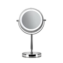 Chrome Illuminated Battery Operated Pedestal Mirror with 3x magnifying, H:30cm x W:12cm x D:18cm, MM703000E