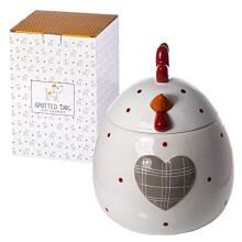 Chicken Cookie Jar with Lid, Ceramic Biscuit Barrel, Large Food Storage Container, Cute Novelty Chicken Kitchen Accessories Kitchenware Gifts for