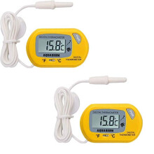 2Pcs LCD Digital Aquarium Thermometer Fish Tank Water Terrarium Temperature - Yellow