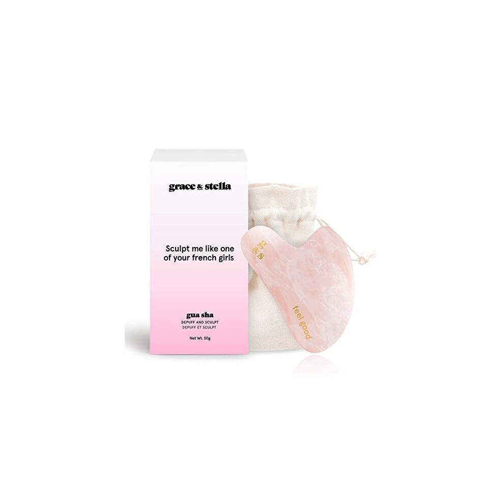 Award Winning Rose Quartz Gua Sha Massage Tool - Guasha Tool For Face - Skincare Gua Sha Stone - Sculpting Jawline, Lymphatic Drainage, Depuffing,