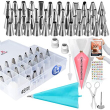 74 PCs Piping Bags and Nozzles | Cake Decorating Kit-48 Numbered Icing Nozzles with Pattern Chart & EBook-Flower Lifter&Nail, Icing Bags and Nozzles