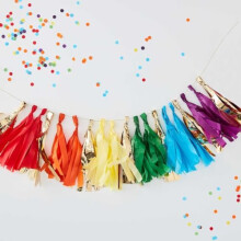 Multi Coloured & Gold Tassel Garland Party Hanging Decoration Over The Rainbow,20 centimeters