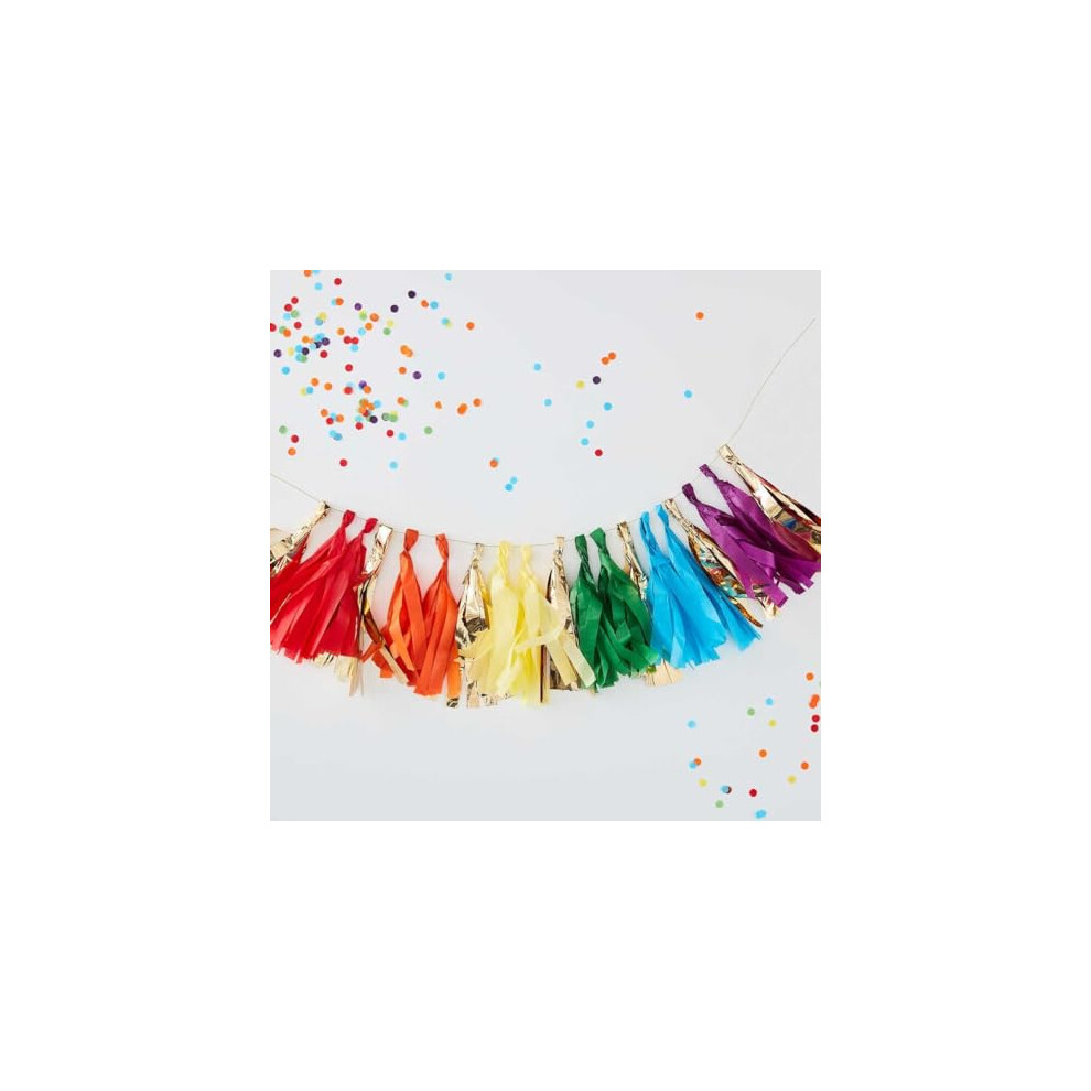 Multi Coloured & Gold Tassel Garland Party Hanging Decoration Over The Rainbow,20 centimeters