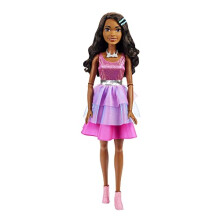 Large Barbie Doll with Black Hair, 28 Inches Tall, Shimmery Pink Dress with Necklace and Hair Clip Accessories, HJY03
