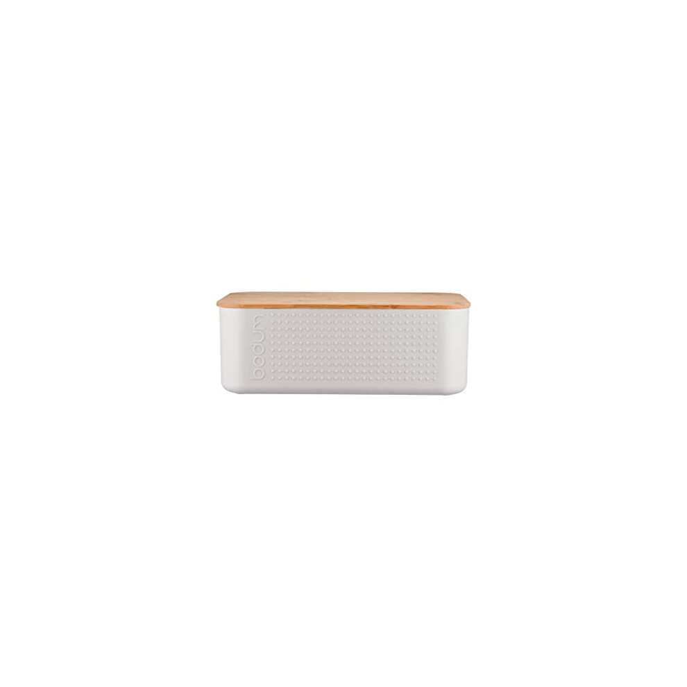 11740-913 Bistro Small Bread Box, Plastic, Wood, 19.39 x 29.4 x 10.7 cm, White, Small