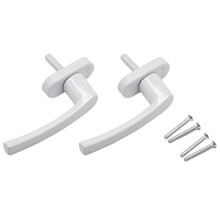 2 x Aluminium Window Handles, Window Handle with Lock Pin Length 35 mm, Child Lock Window Lock, White (Keyless)