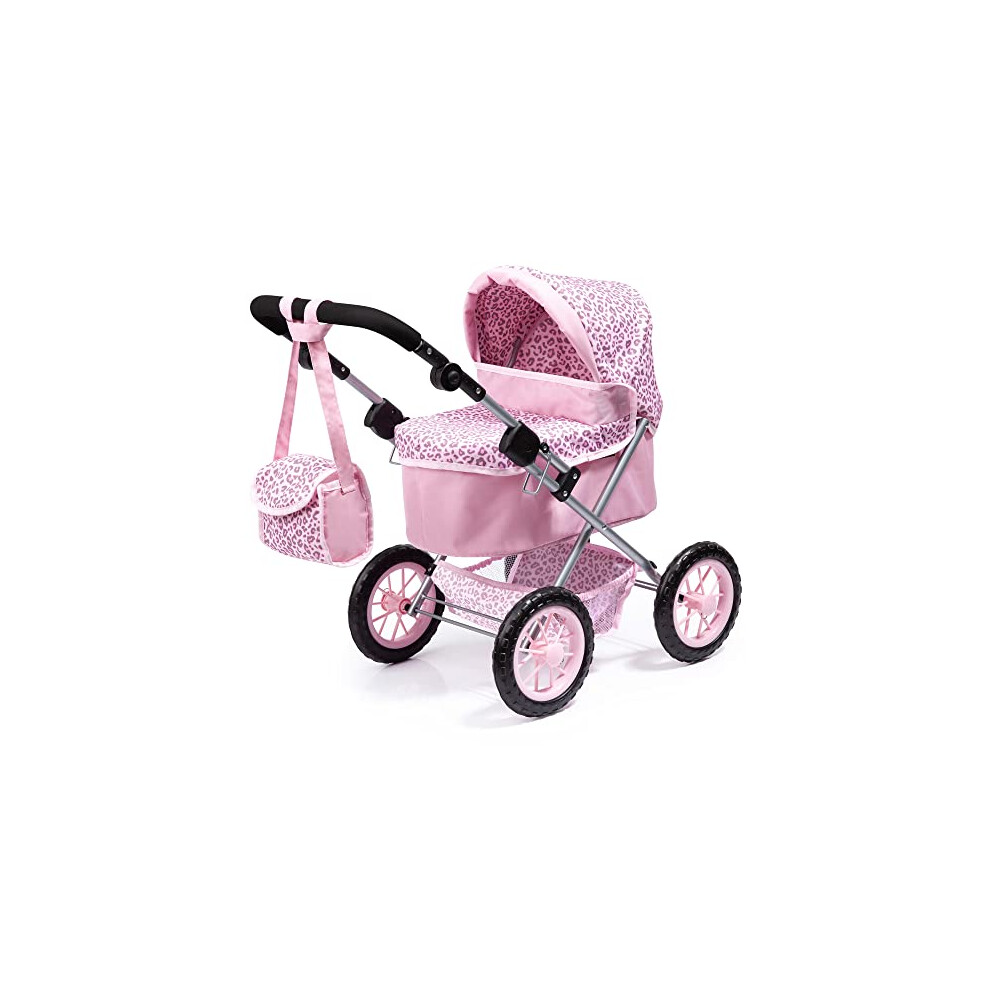 13002AA Dolls Pram Trendy, stroller, foldable, height-adjustable handle, bag