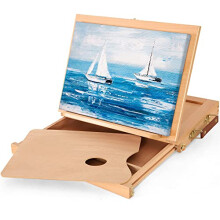 Adjustable Tabletop Easel with Drawer and Palette, Solid Beech Wood Table Top Easel for Painting, Sketch Box Easel, Table Easel for Adult, Artist,