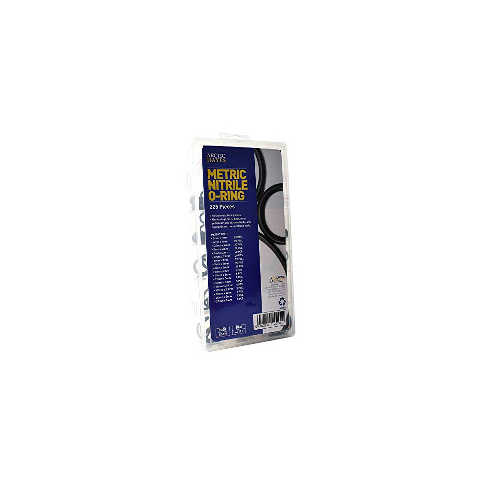 Boxm Metric Nitrile O-Ring Assortment Washer 225-Pieces Kit, Regular, 19.9 Cm*16.1 Cm*11.2 Cm 6904568828295