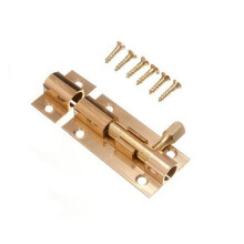 2 X DOOR BOLT BARREL SLIDE LOCK 50MM 2 INCH BRASS WITH SCREWS