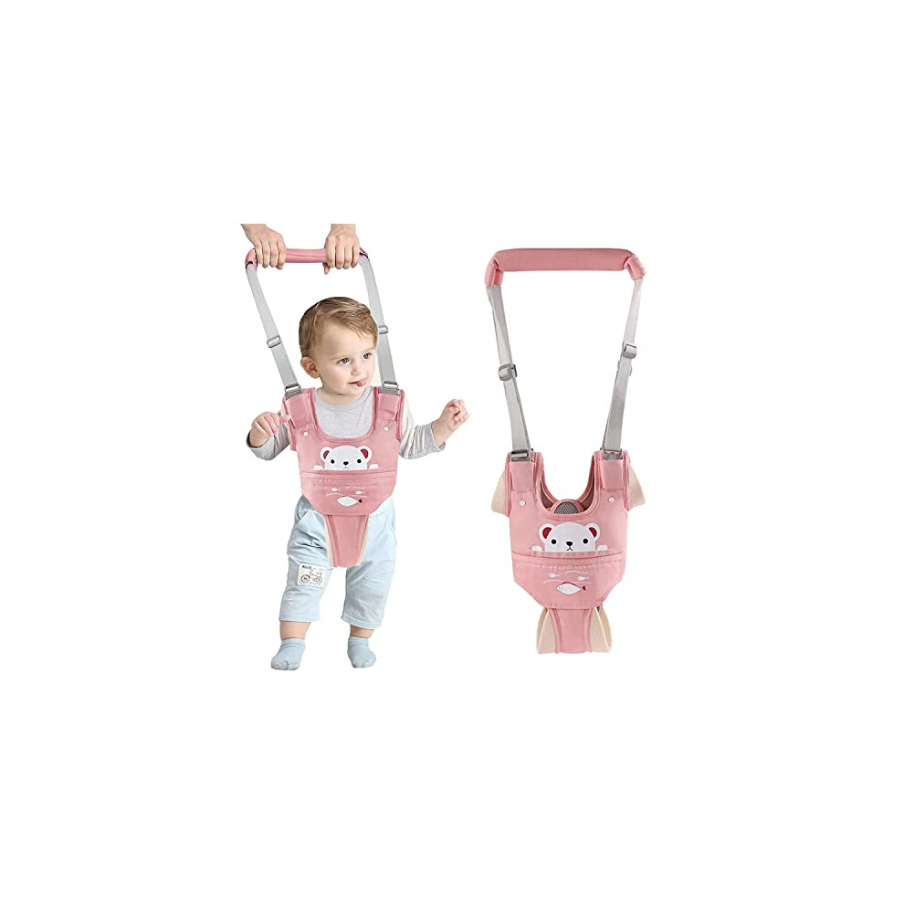 Baby Walking Harness, Baby Walker Assistant Belt Handheld Breathable Kids Walker Helper Help Baby Walk With Detachable Crotch For 9-24 Month Pink Iulonee
