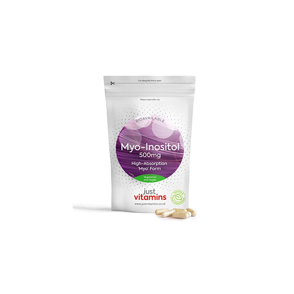 Just Vitamins Myo-Inositol Capsules - 500Mg X90 Capsules - Pure Premium Quality Myo Inositol Vitamin B8 - Female Hormone, Fertility, Pcos, Ovarian Function And