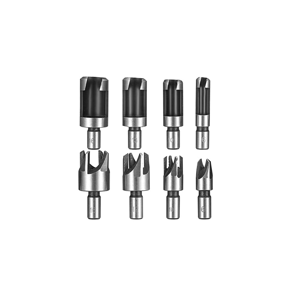 8 Pcs Wood Plug Cutter Set, Standard Wood Dowel Holes Plugs Cutters, Carbon Steel Claw & Tapered Shank Drill Bits Set, Cork Drill Hole Saw Tool Hss 631978744391