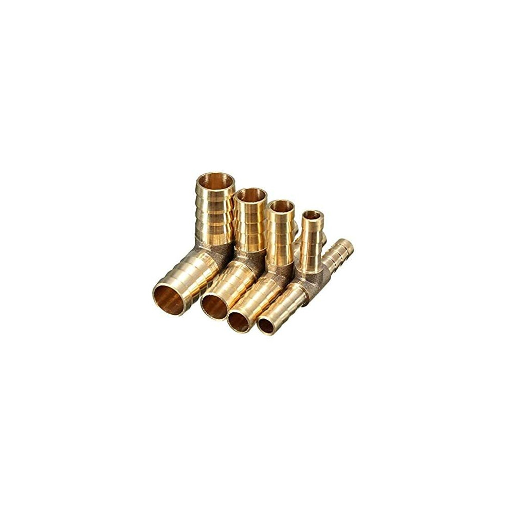 Brass T Piece Barbed 3 Way 6Mm 8Mm 10Mm 12Mm Fuel Hose Joiner Adapter Fitting (Brass, 8Mm) 5060621453437