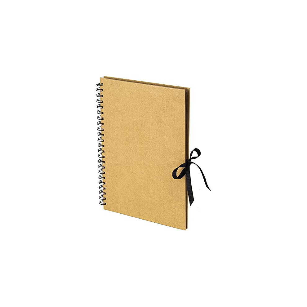 A4 Kraft Ribbon Scrapbook, Brown, 40 Sheets (80 Pages), Craft Paper Scrapbooking Albums, Eco-Friendly Memory Book Photo Album