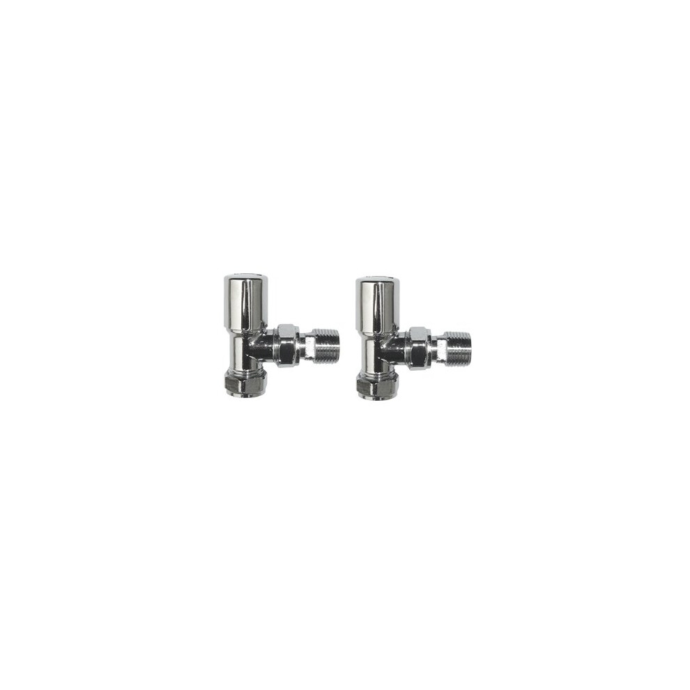 Premium Chrome Angled Towel Radiator Valves 15mm Central Heating Taps Designer Rads Pair Modern Bathroom