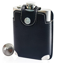 8oz/230ml Hip Flask with Belt Leather Case, Easy to Carry, 18/8 304 Stainless Steel Hip Flask for Liquor, Leak Proof Drinking Flask with Small Funnel