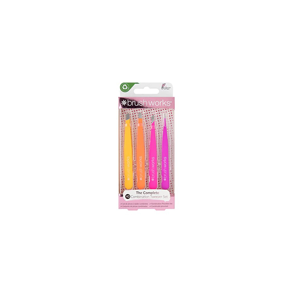 Brushworks Combination Tweezer Set Set Of Tweezers For Eyebrows Type Brights 4 Pc - Image 3