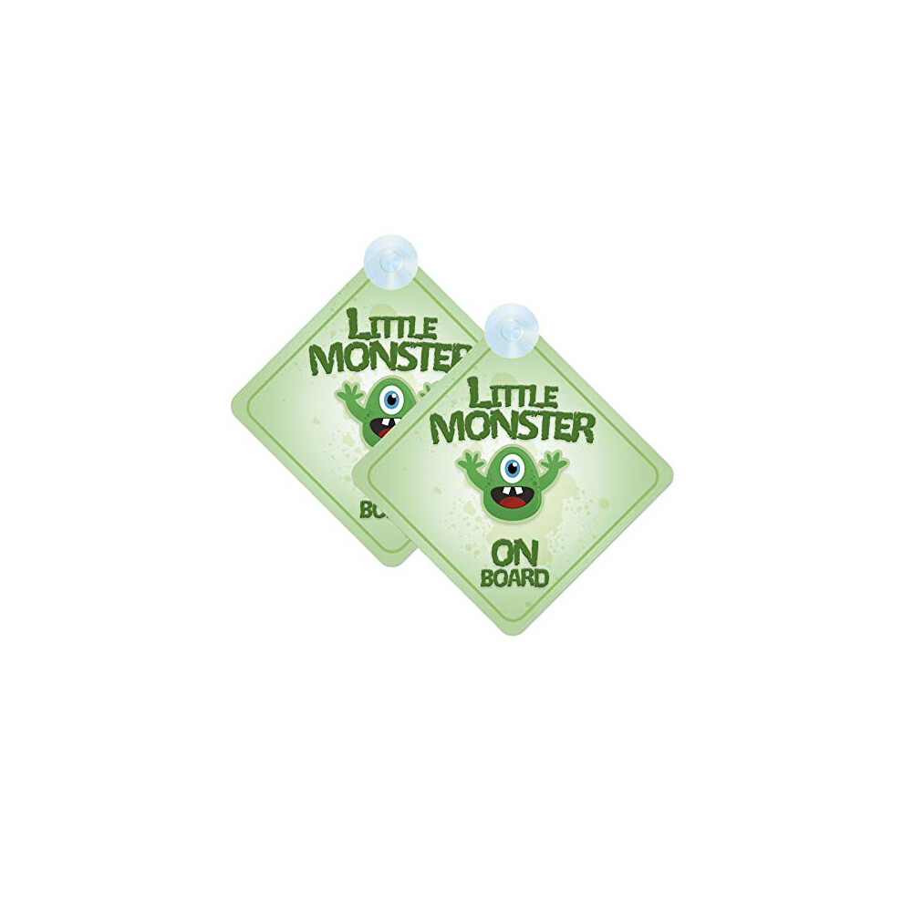 Little Monster Baby On Board Sign For Car Twin Pack 2Pcs Kids Safety Warning Car Signs Mybabyonboard Uk