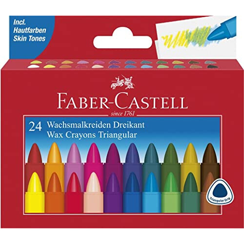 Faber-Castell Wax Crayons Pack of 12 or 24 in Case