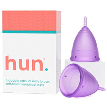 Hun Reusable Menstrual Cups, 2 x Regular Silicone Cups, Medical Grade Non-Leak Period Care, Wear Up to 12 Hours, Easy to Apply, Wash and Use, Includes
