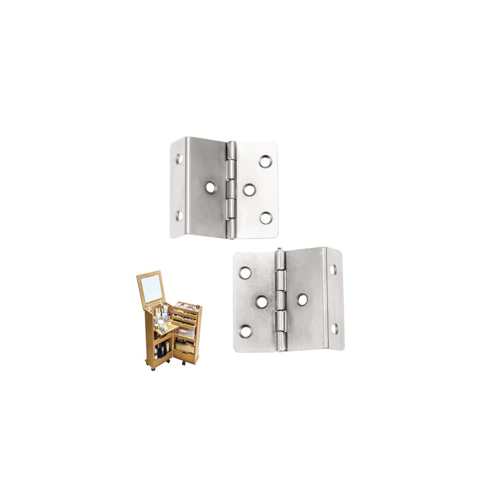 2PCS Vintage Hinges, Three Fold Retro Hinge with 12 Screws, Decorative Box Hinges for Door, Cabinets, Furniture, Vintage Jewelry Chest, Antique Bronze