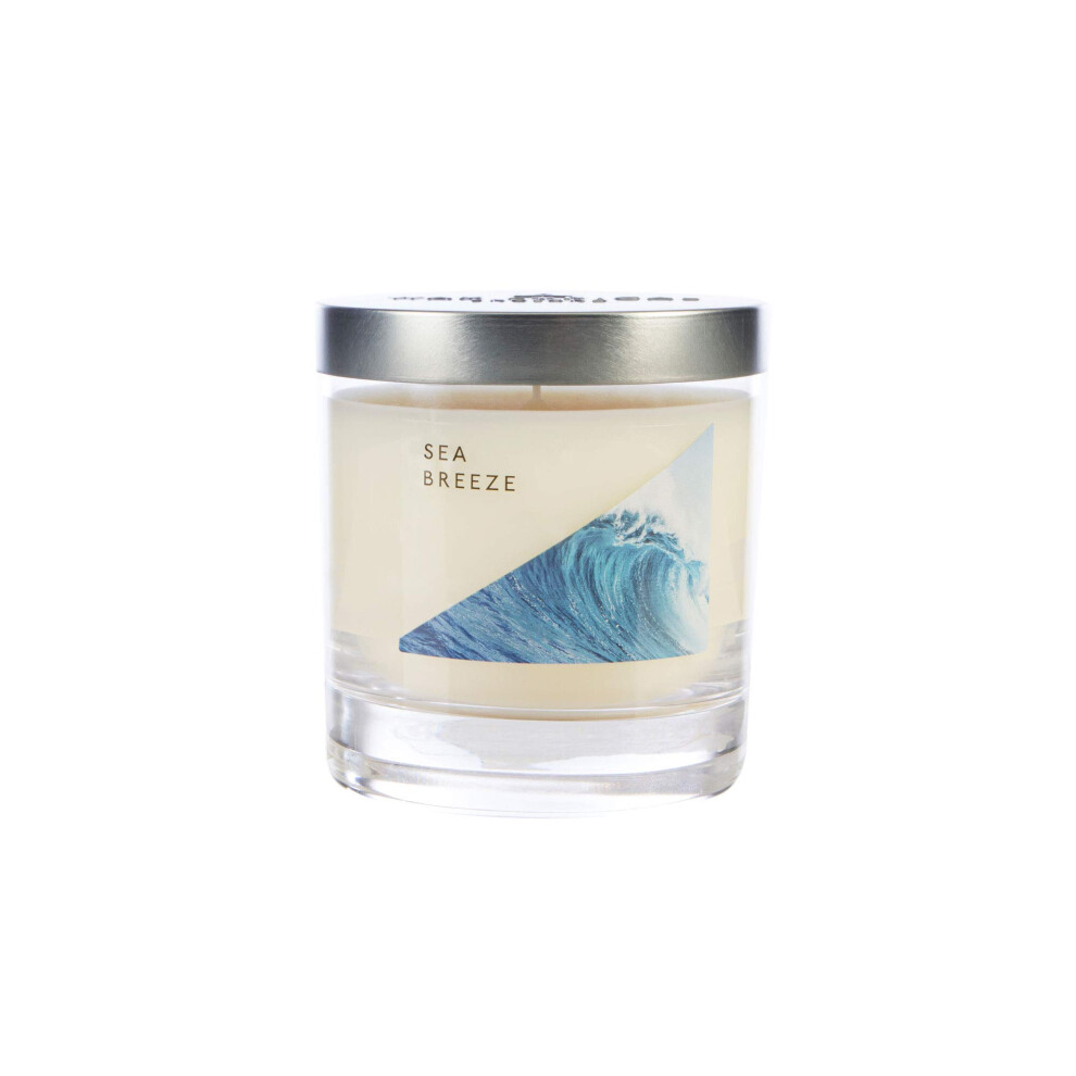 Wax Lyrical Medium Wax Fill Candle Sea Breeze. Burn Time Approx 50 Hours Jar, Silver