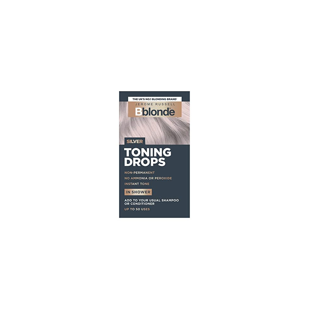 Bblonde Silver Toning Drops - Non-Permanent Silver Hair Toner, Refresh & Maintain Blonde Hair Dye, Add Drops in Shower with Shampoo or Conditioner, 50